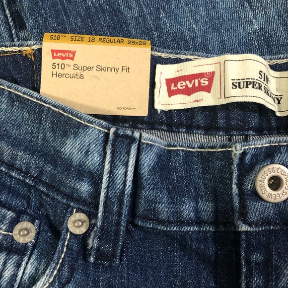 Boys Blue Jeans Faded Super Skinny Fit Levis 510 Youth 18 R Pants Trousers - Picture 11 of 12